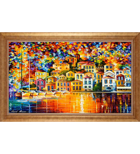 Çerçeveli Paspartulu Manzara Tablo ah1452 (Gold)