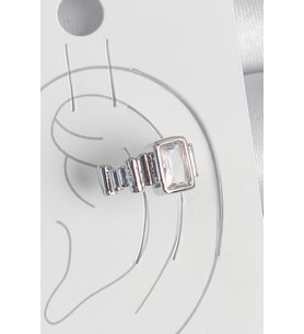 Pirinç Gümüş Renk Kare Zirkon Taşlı Kadın Kıkırdak Model Küpe 5886 - HEP-8625-1262