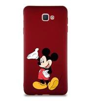 Samsung Galaxy J7 Prime Soft Premier Kapak Mickey Mouse-C Tasarımlı Silikon Kılıf - Mürdüm (Şeffaf)