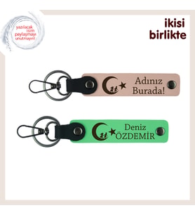 Duyguları Taşıyan Şık Hediye – Çocuk Ve Ayyıldız Temalı Anahtarlık Takım, x2, Yavru Ağzı-Yeşil