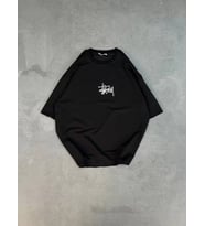 Unisex Bisiklet Yaka Baskılı Oversize T-Shirt - Siyah