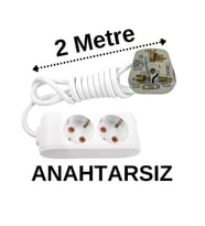 İngiliz Erkek Türk Dişi Universal Priz Dönüştürücüsü Uzatmalı 2 Li 2 Metre