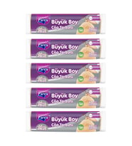 Büzgülü 10'lu Çöp Torbası Vanilya Kokulu Büyük Boy 65 x 70 cm Beşli Paket