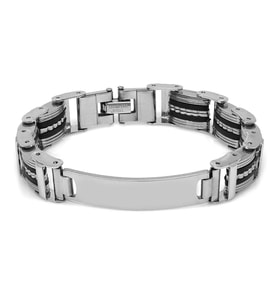 Kişiye Özel İsim Yazılı Silver Renk Çelik Erkek Bileklik (Model-2) (Gümüş)