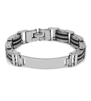 Kişiye Özel İsim Yazılı Silver Renk Çelik Erkek Bileklik (Model-2) (Gümüş)