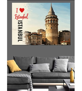Galata Kulesi İstanbul Sevgisi Dekoratif Kanvas - Mdf Ahşap Tablo