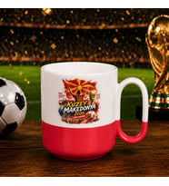 BK Gift Kuzey Mekadonya Taraftar Temalı Dünya Futbol Kupası Tasarımlı Kırmızı Joyful Kupa Bardak-1