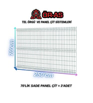 Yeşil Bahçe Teli Panel Çit 70 cm x 250 cm = 3-Adet (Y.Yeşil)