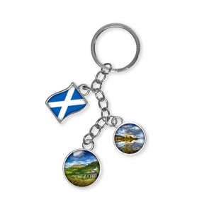 İskoçya Üçlü Epoksi Metal Çift Taraflı Damla Anahtarlık Scotland (Çok Renkli)