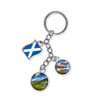 İskoçya Üçlü Epoksi Metal Çift Taraflı Damla Anahtarlık Scotland (Çok Renkli)