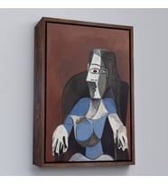 Çerçeveli Pablo Picasso - Koltukta Oturan Soyut Kadın Tablosu (Kahverengi)