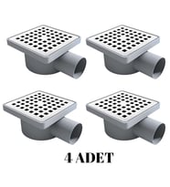 4 Adet 10*10 YANDAN ÇIKIŞ ÇAP 50 KARE KROM YER SİFONU SU GİDERİ BALKON GİDERİ BANYO GİDERİ