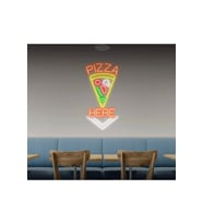 PIZZA HERE Yazılı ve Şekilli Neon Tabela