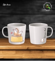 KirliPatiler Taş Kupa Fincan Üzeri Çalışan Kedi Baskılı (Model 16)