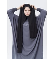 Hazır Pratik Geçmeli Lüks Organik Çizgili Kaşkorse Şal Çapraz Hizalı (Siyah)
