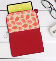 BK Gift Çilek Tasarımlı Taşınabilir Koruyucu Tablet Kılıfı & Organizer Çanta - Kırmızı-1