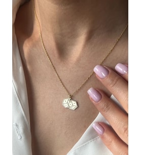 Kişiye Özel 925 Ayar Gümüş Tasarım Çift Zar Şans Sembol Kolye (Gold)