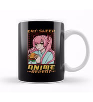 Funny Anime Obsessed Girl Eat Sleep Anime Repeat Kupa Bardak Porselen