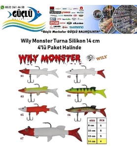 Turna Silikonu 14 cm Wily Monster 4’lü Paket RENK:3