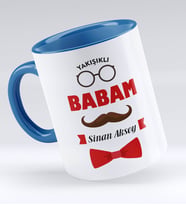 BK Gift Kişiye Özel Yakışıklı Babam Tasarımlı Mavi Kupa Bardak - Model 1