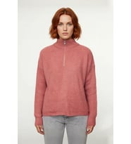 Kadın Oversize Basic Dokulu Uzun Kollu Fermuarlı Dik Yaka Selanik Örgü Triko Kazak Kaliteli