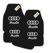 Audi Logolu Şık Oto Halı Paspas Seti 5 Parça  Lüks Araç İçi Zemin Koruma Aksesuarı (Siyah)