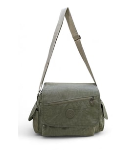 Kadın Postacı Omuz Okul Çantası Klinkır Çapraz Askılı Çok Cepli Su İtici Hafif Kumaş 30*25 Cm (Bej)