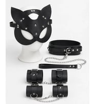 Siyah Maske Tasma Kelepçe Harness 4'lü Set Premium Konsept Aksesuar