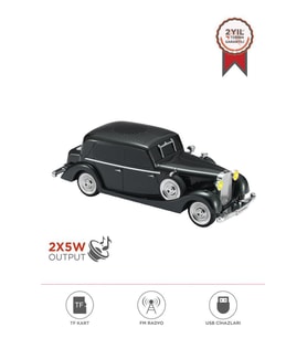 Torima D55 Siyah Retro Araba Tasarımlı Bluetooth Hoparlör  2x5W  FM + USB + TF Kart