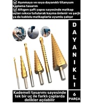 Isıya Aşınmaya Dayanıklı Ahşap Metal Plastik Kablolu Şarjlı Uyumlu 6'lı Kademeli Matkap Ucu Seti