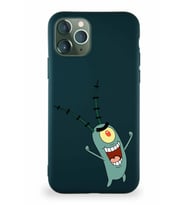 Apple iPhone 11 Pro Soft Premier Kapak Plankton Tasarımlı Silikon Kılıf - Yeşil (Şeffaf)