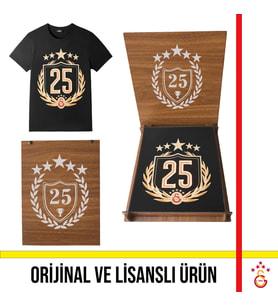 Galatasaray Lisanslı 2025 Şampiyonluk Özel T-Shirt Şampiyonluk Özel Ahşap Kutulu