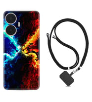 Realme C55 Kılıf Silikon Boyun Askılı İpli Desenli Silikon Red Blue Leon 1714