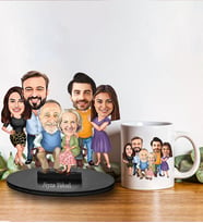 Babalar Gününe Özel Aile Tasarımlı Karikatür Biblo Ve Kupa Hediye Seti 184