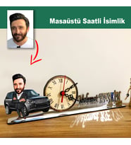 Karikatür Erkek Patron, İş Adamı, Galerici Model Masaüstü Saatli İsimlik m5