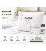 Özdilek %100 Doğal Yün Yastık 50x70 cm Nefes Alan, Isı Dengeleyici Premium Uyku Yastığı + Su Geçirmez Yastık Kılıfı Hediyeli