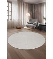 Dijidekor Halı Krem Cool Janjanlı Yuvarlak Kaymaz Kesme İnce Yolluk Kilim Salon Halısı Modelleri