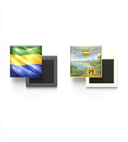 Buzdolap Magnetleri - Gabon Bayrağı ve Libreville Retro Tema - 2'li Set Magneti