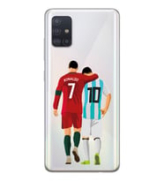 Samsung Galaxy A51 Uyumlu Lionel Messi ve Cristiano Ronaldo Desenli Şeffaf Telefon Kılıfı