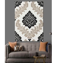 Siyah Beyaz Damask Desen Dekoratif Kanvas - Mdf Ahşap Tablo