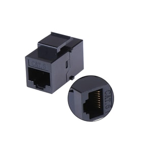 MN119CK Cat6 RJ45 Dişi Dişi Klipsli Ethernet Kablo Birleştirici ve Uzatma Aparatı-5 Adet Siyah