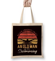 Old Man Swimmer Swimming Pool Retro Swim Water Sports Coach Bez Çanta Uzun Saplı