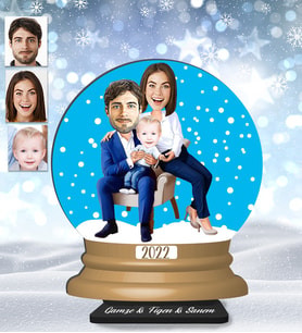 Kişiye Özel Aile Ahşap Küre Biblo-5