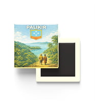 Retro Mikronezya Palikir Şehri Temalı Vintage Buzdolap Magneti – 9x9 cm