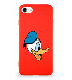 Apple iPhone SE 2022 Soft Premier Kapak Donald Duck-F Tasarımlı Silikon Kılıf - Kırmızı (Şeffaf)