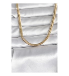 Mey İthalat® CM 14K Gold Renk Yassı Yılan Zincir Model 45 cm Kadın Kolye