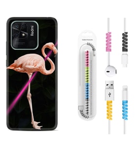 Xiaomi Poco X3 Pro M4 Pro X4 Pro C40 10C Kılıf Kablo Koruma Spiral Silikon Line Filamingo 1776