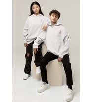 Ateş ve Su Baskılı Sevgili Hoodie – Kadın Erkek Oversize Çift Sweatshirt (Beyaz)
