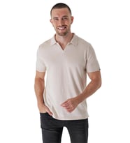 Chuba Erkek Polo Yaka Kontrast Çizgi Detaylı Pamuklu İnce Triko T-Shirt Bej  22SM209
