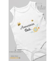Annesinin Balı Sıfır Kollu Bebek Body %100 Pamuk